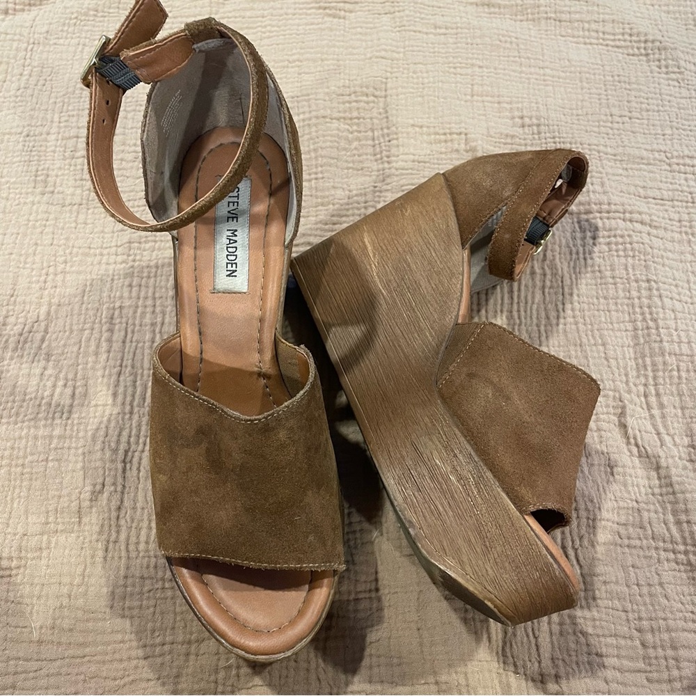 Steve Madden Brown Wedge Sandals